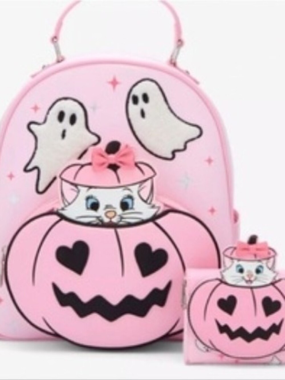 Loungefly Disney Marie Halloween Pumpkin Backpack Wallet Set NEW